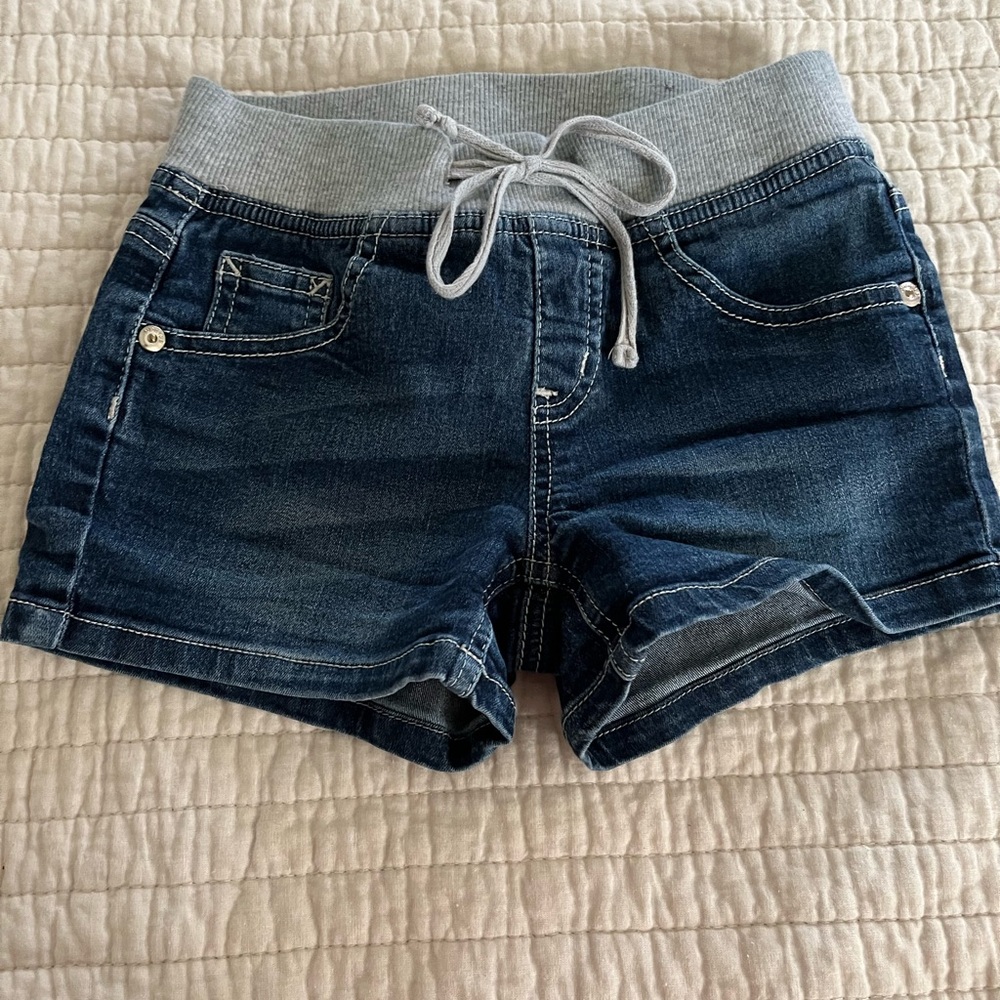 Justice Blue Jean Shorts with Gray Waistband